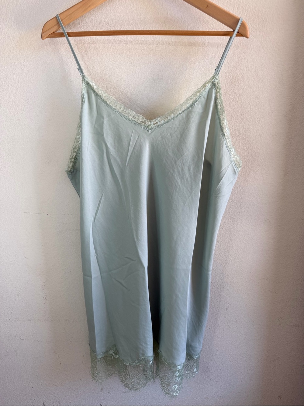 Izzy + Toby Mint Slip Dress with Lace Trim
